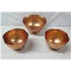 Image 1 : Qty 3 Copper-Finished Compote Bowls: 2 Small 6"dia, 1 Large 8"dia