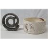 Image 1 : Torre & Tagus Agateware Ceramic Flat Bowl 9.5"dia & Faux Wood @ Symbol Sculpture 7"dia