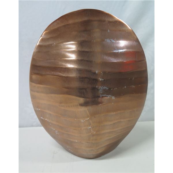 Cyan Design Large Flat Metal Finished Vase w/ Scored Texture 9"x12"H