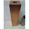 Image 3 : Torre & Tagus Crumpled Silver Cylinder Vase 10"H & Hammered Copper Tall Votive Candleholder 20"H