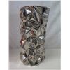 Image 7 : Torre & Tagus Crumpled Silver Cylinder Vase 10"H & Hammered Copper Tall Votive Candleholder 20"H