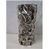 Image 8 : Torre & Tagus Crumpled Silver Cylinder Vase 10"H & Hammered Copper Tall Votive Candleholder 20"H