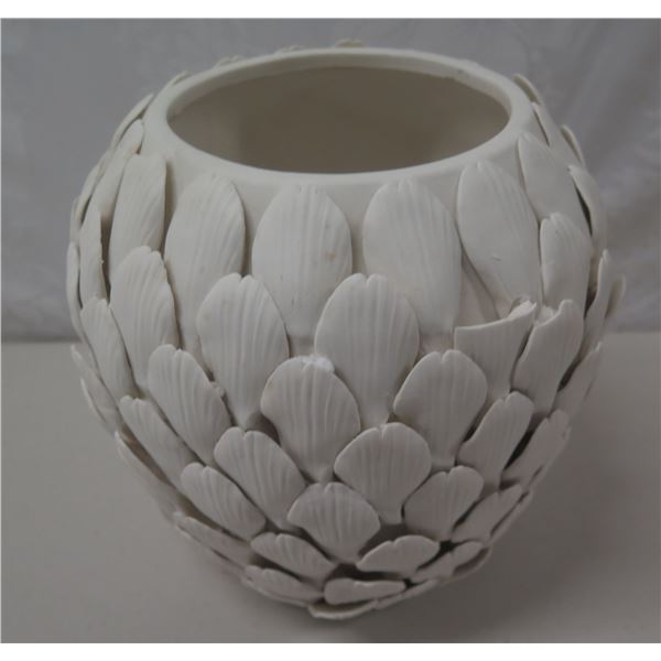 White 18-Karat Brand Ceramic Hive Vase 7"dia, 8"H