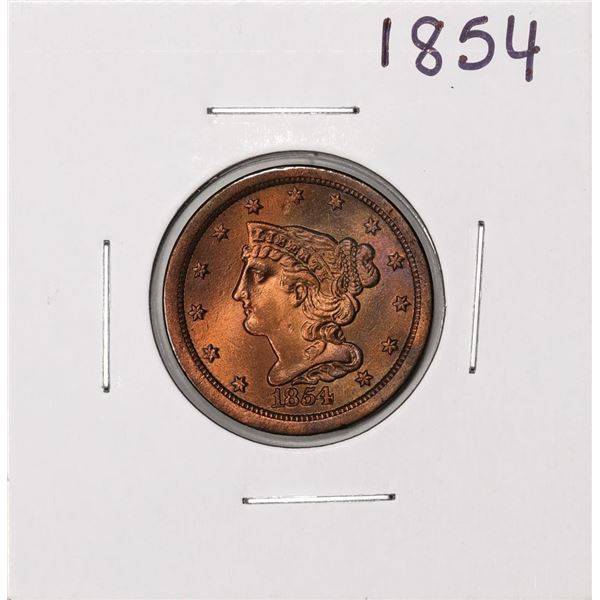 1854 Braided Hair Half Cent Coin