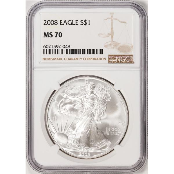 2008 $1 American Silver Eagle Coin NGC MS70