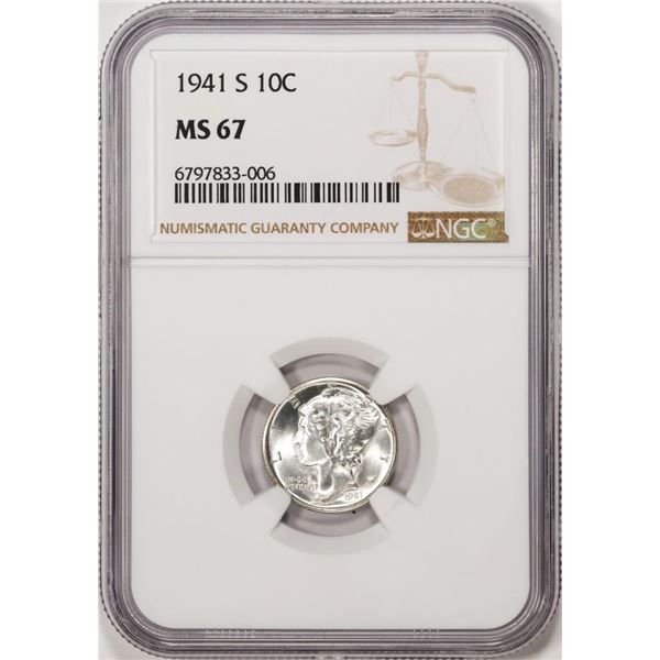 1941-S Mercury Dime Coin NGC MS67