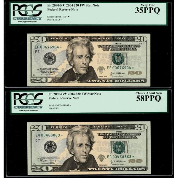 Lot of (2) 2004 $20 Federal Reserve STAR Notes PCGS Graded