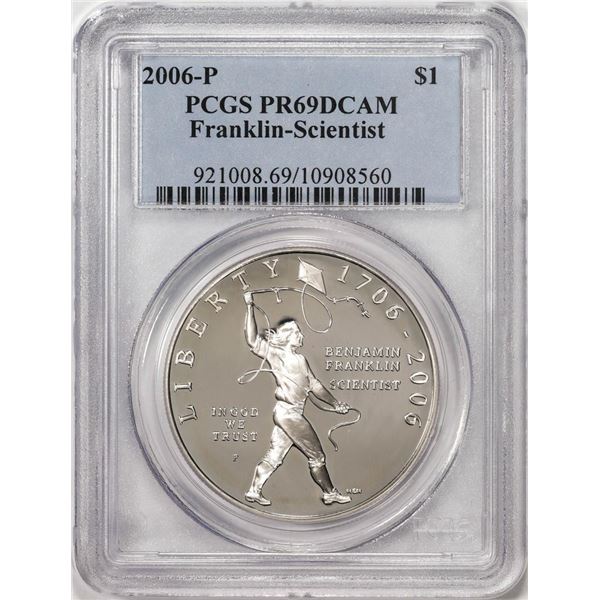 2006-P $1 Proof Ben Franklin Scientist Commemorative Silver Dollar Coin PCGS PR69DCAM
