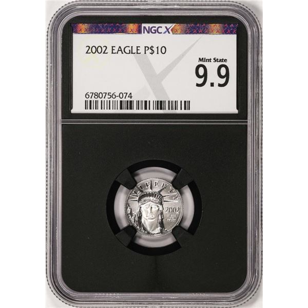 2002 $10 Platinum American Eagle Coin NGCX Mint State 9.9
