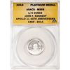 Image 1 : 2014 Proof 1/4 oz Platinum JFK Apollo 11 Anniversary Medal ANACS MS69