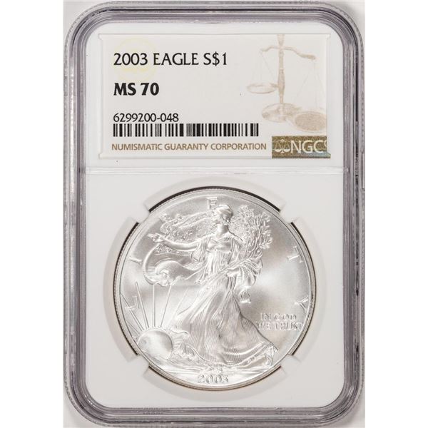 2003 $1 American Silver Eagle Coin NGC MS70