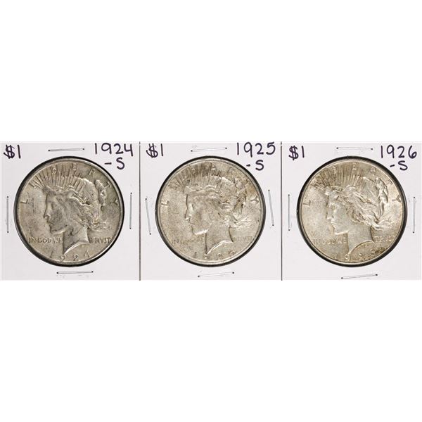 Lot of 1924-S to 1926-S $1 Peace Silver Dollar Coins