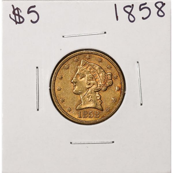 1858 $5 Liberty Head Half Eagle Gold Coin