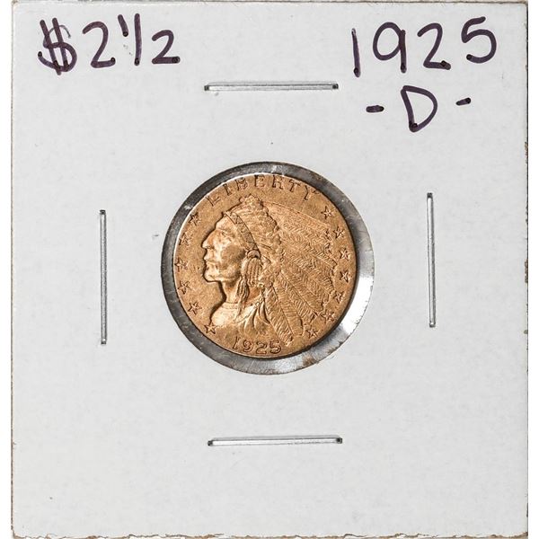 1925-D $2 1/2 Indian Head Quarter Eagle Gold Coin