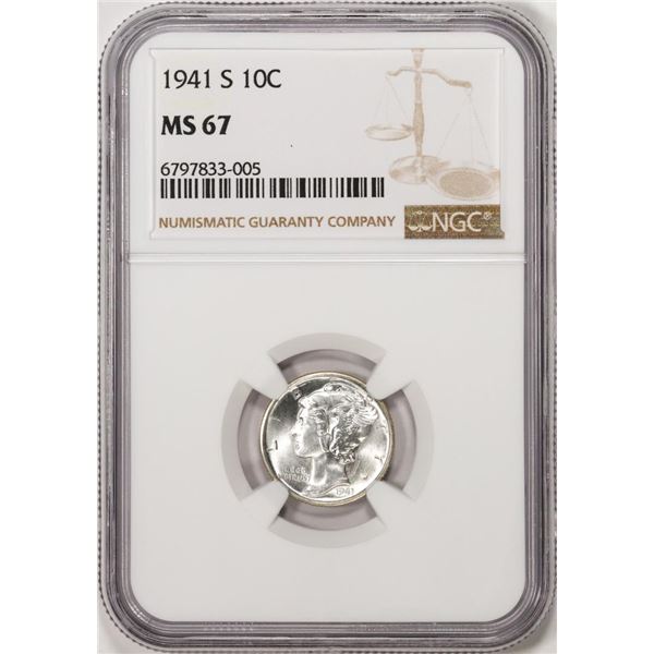 1941-S Mercury Dime Coin NGC MS67