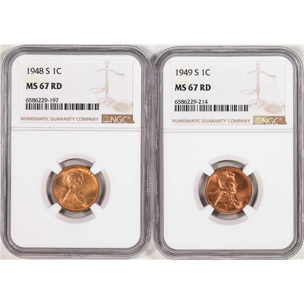 Lot of 1948-S & 1949-S Lincoln Wheat Cent Coins NGC MS67RD