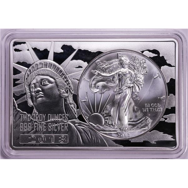 2013 $1 American Silver Eagle Coin & 2oz Silver Bar Set