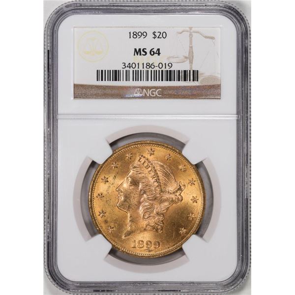 1899 $20 Liberty Head Eagle Gold Coin NGC MS64