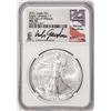 Image 1 : 2021 Ty. 2 $1 American Silver Eagle Coin NGC MS70 First Day Release Gaudioso Signed