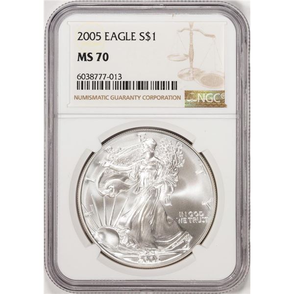 2005 $1 American Silver Eagle Coin NGC MS70