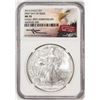 Image 1 : 2016 $1 American Silver Eagle Coin NGC MS70 FDOI Mercanti Signature 30th Anniversary