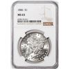 Image 1 : 1886 $1 Morgan Silver Dollar Coin NGC MS63