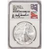 Image 1 : 2021 Ty. 2 $1 American Silver Eagle Coin NGC MS70 First Day Release Gaudioso Signed