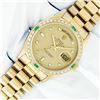 Image 2 : Rolex Mens 18K Yellow Gold Emerald and Diamond Day Date President Wristwatch