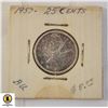 Image 1 : 91)1957 CANADIAN SILVER $.25 QUARTER
