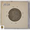 Image 2 : 92)1936 CANADIAN SILVER $.25