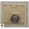 Image 1 : 93)1965 CANADIAN SILVER $.25 PL 66