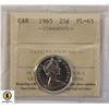 Image 1 : 95)1965 CANADIAN SILVER $.25 PL 65