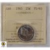 Image 1 : 102)1965 CANADIAN SILVER $.25 PL65