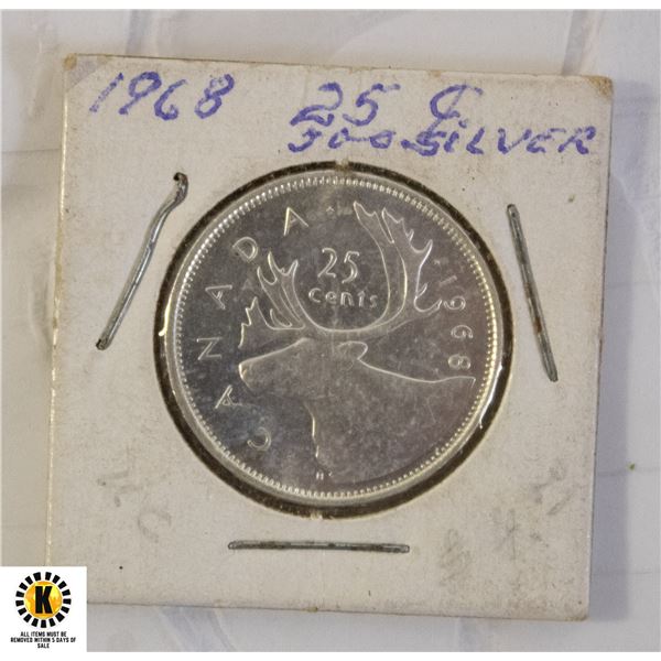 107)1968 CANADIAN SILVER $.25