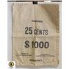 Image 1 : 87)ANTIQUE RCM $1000 IN 25CENTS CANVAS