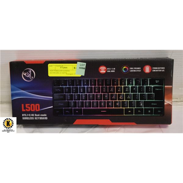 NEW WIRELESS GAMING KEYBOARD, 61 KEYS,