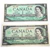 Image 1 : 27)  LOT OF 2 CANADIAN CENTENNIAL $1.00 BANKNOTES,