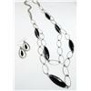 Image 1 : 4) SLVER TONE AND BLACK ONYX ELONGATED LINK 36"