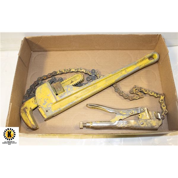 18 INCH PIPE WRENCH WITH VICE GRIP BRAND LOCKING