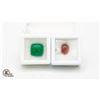 Image 1 : #206-GREEN AGATE 8.35CT & RED GARNET 5.10CT GEMSTO