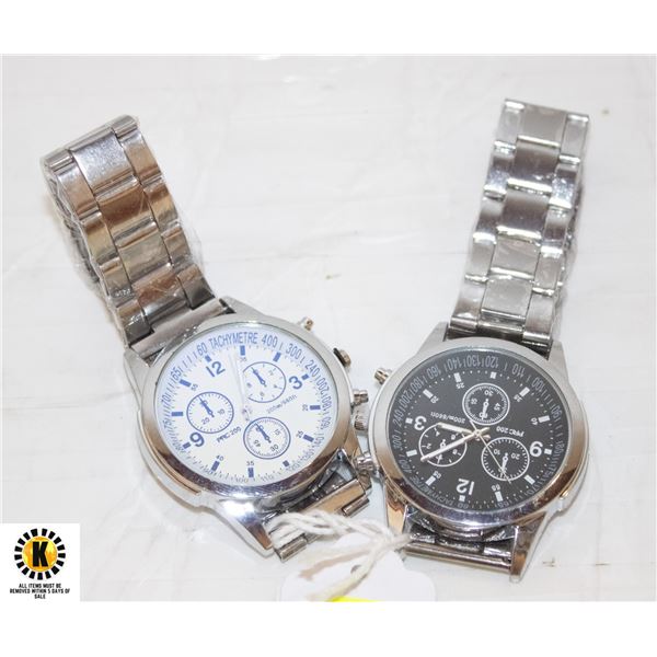 2 PCS CLASSIC QUARTZ STAINLESS STEEL WATCH