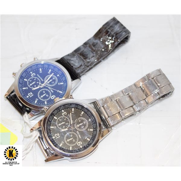 2 PCS CLASSIC QUARTZ STAINLESS STEEL WATCH