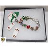 Image 1 : CHRISTMAS BRACELET, SNOWMAN BROOCH, 2 PAIR OF