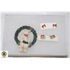 Image 1 : SANTA ON SPARKLE GARLAND BROOCH & 2 PAIR EARRINGS