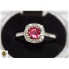 Image 1 : PINK ROUND CUT CLEAR HALO W SIDE STONES SZ. 9.5