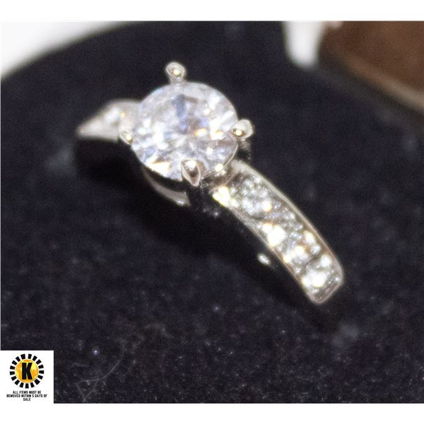 ROUND CUT 1CT CLEAR CZ SZ 6 SIDE STONES