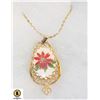 Image 1 : VTG PETIT POINT POINSETTIA PENDANT/NECKLACE