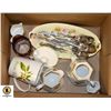 Image 1 : BOX OF VARIOUS ITEMS INCL. ONEIDA PARFAIT SPOONS