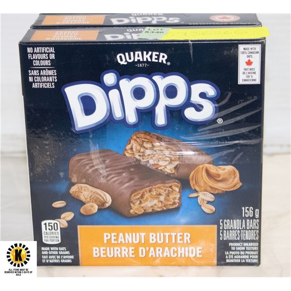 5 NEW BOXES OF QUAKER DIPPS - PEANUT BUTTER FLAVOR