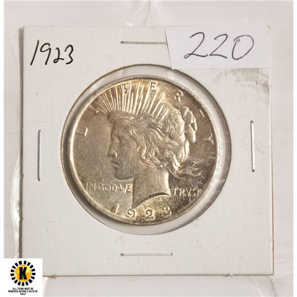 220)1923 SILVER PEACE DOLLAR